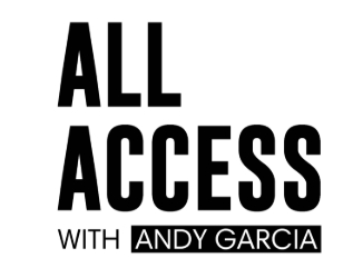 All Access with Andy Garcia event logo featuring bold black text on a white background promoting the Sunshine Communities speaker series.
