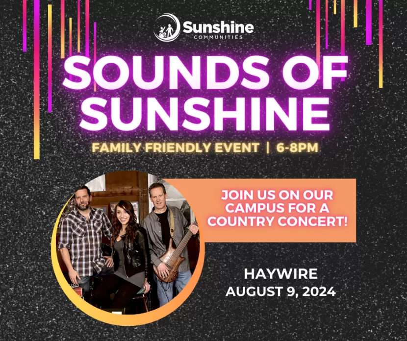 a poster for a concert Sounds of Sunshine, country band 