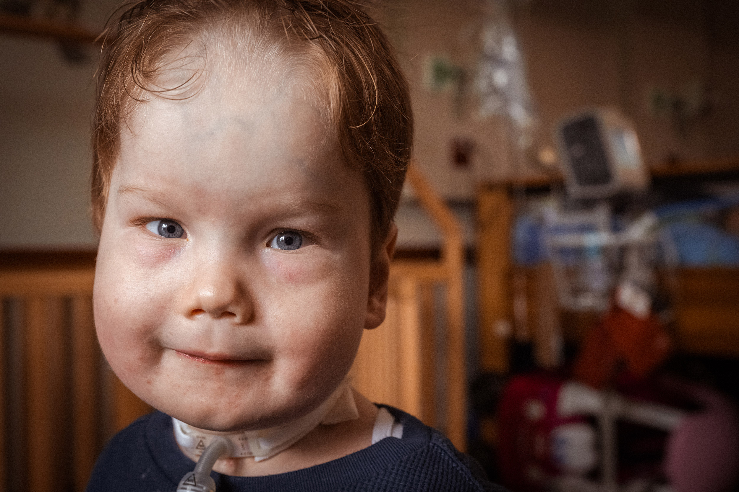A child using respiratory care equipment